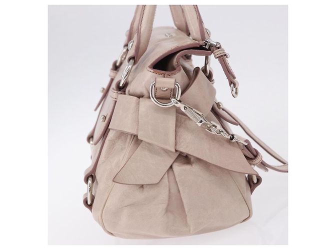 Borsa Miu Miu Side Ribbon in pelle 2way Rosa Argento Auth bs36679V - vista 4