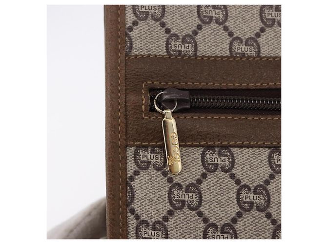 GUCCI GUCCI Plus Clutch in PVC e pelle Beige Tonalità oro Auth gh2255 - vista 13