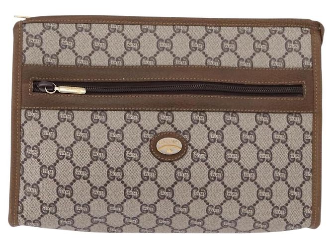 GUCCI GUCCI Plus Clutch in PVC e pelle Beige Tonalità oro Auth gh2255 - vista 2