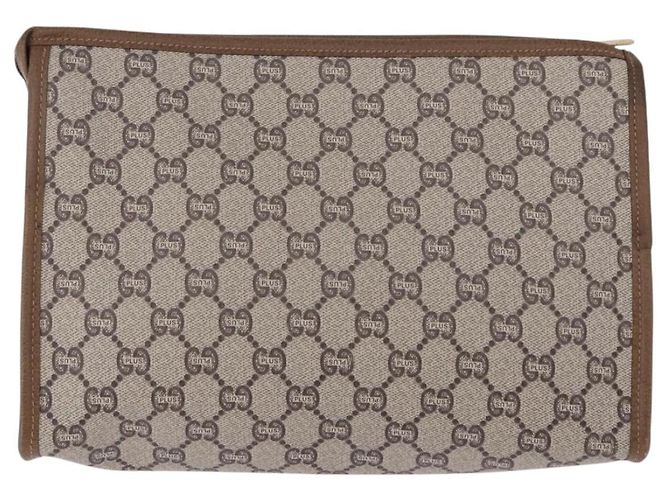 GUCCI GUCCI Plus Clutch in PVC e pelle Beige Tonalità oro Auth gh2255 - vista 3