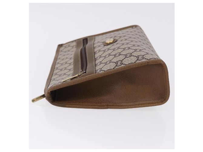 GUCCI GUCCI Plus Clutch in PVC e pelle Beige Tonalità oro Auth gh2255 - vista 5