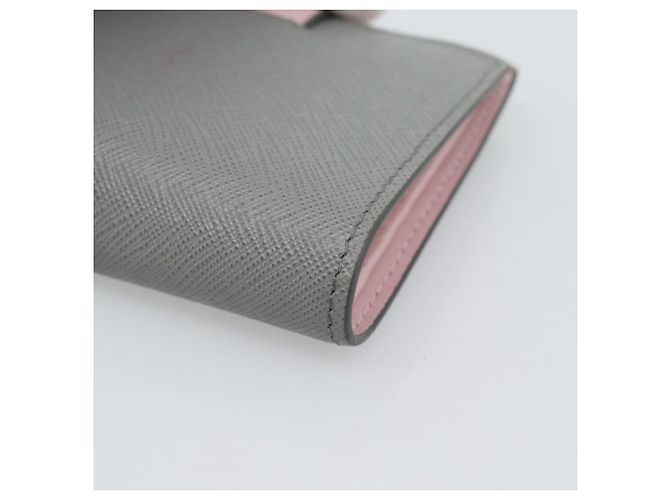 Cartera Bifold PRADA de piel Saffiano Gris Oro Auth 194318M Castaño Dorado - vista 15