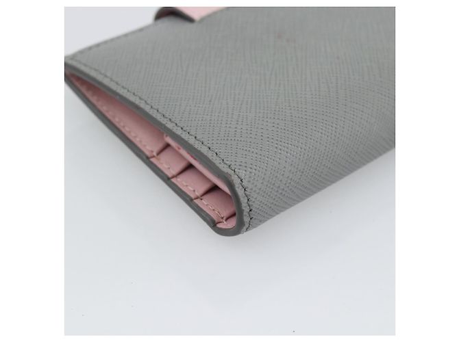 Cartera Bifold PRADA de piel Saffiano Gris Oro Auth 194318M Castaño Dorado - vista 16