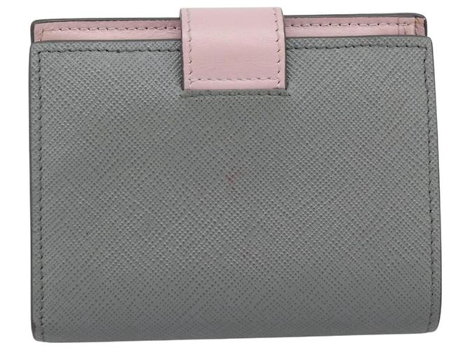 Cartera Bifold PRADA de piel Saffiano Gris Oro Auth 194318M Castaño Dorado - vista 2