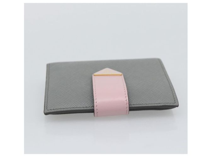 Cartera Bifold PRADA de piel Saffiano Gris Oro Auth 194318M Castaño Dorado - vista 5