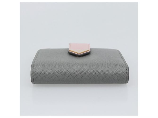 Cartera Bifold PRADA de piel Saffiano Gris Oro Auth 194318M Castaño Dorado - vista 6