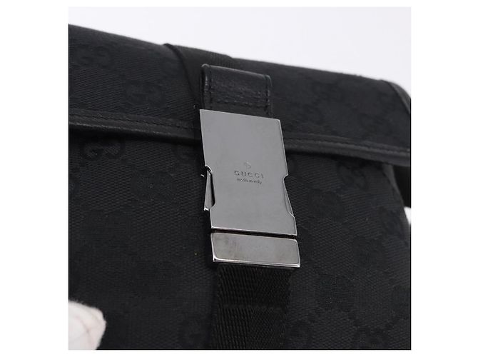 Marsupio GUCCI GG Canvas Nero Argento 131236 Auth 194839A - vista 14