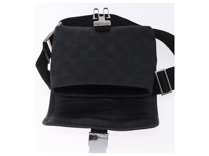 Marsupio GUCCI GG Canvas Nero Argento 131236 Auth 194839A - vista 15