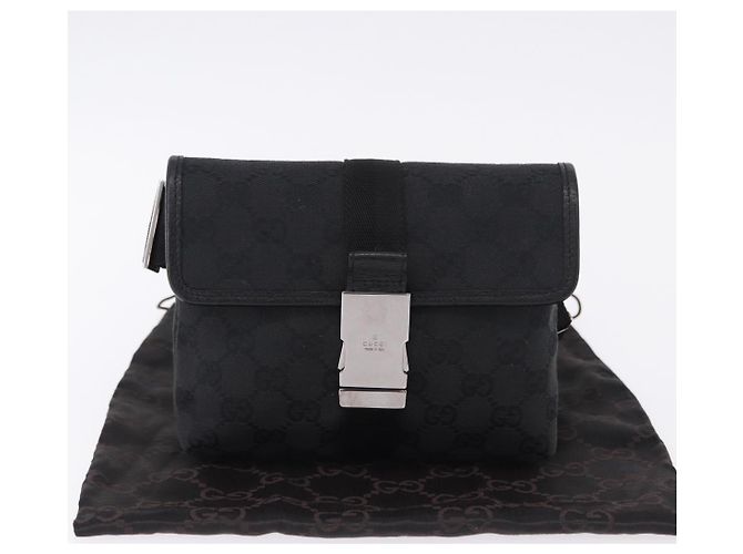 Marsupio GUCCI GG Canvas Nero Argento 131236 Auth 194839A - vista 24