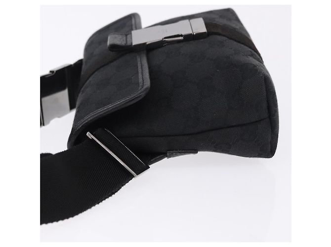 Marsupio GUCCI GG Canvas Nero Argento 131236 Auth 194839A - vista 5