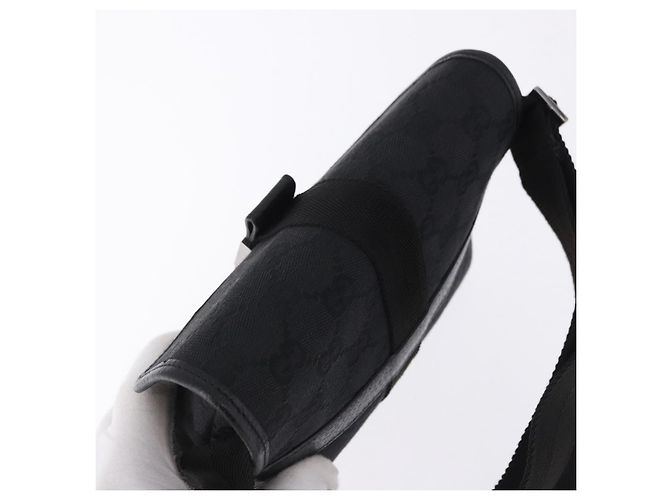 Marsupio GUCCI GG Canvas Nero Argento 131236 Auth 194839A - vista 6