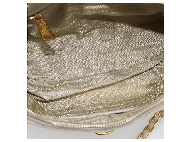 Borsa a Spalla con Catena PRADA Nylon Beige Oro Auth bs36530 D'oro - vista 11