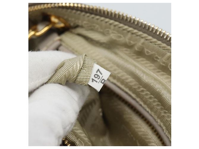 Borsa a Spalla con Catena PRADA Nylon Beige Oro Auth bs36530 D'oro - vista 12