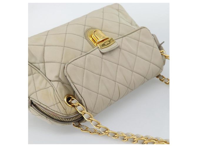 Borsa a Spalla con Catena PRADA Nylon Beige Oro Auth bs36530 D'oro - vista 14