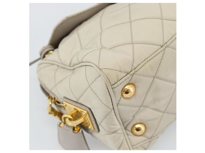 Borsa a Spalla con Catena PRADA Nylon Beige Oro Auth bs36530 D'oro - vista 16