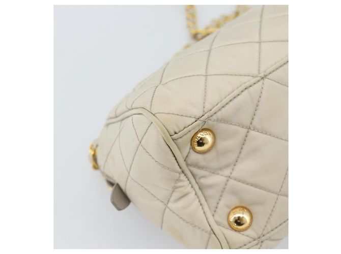 Borsa a Spalla con Catena PRADA Nylon Beige Oro Auth bs36530 D'oro - vista 18