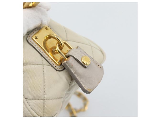 Borsa a Spalla con Catena PRADA Nylon Beige Oro Auth bs36530 D'oro - vista 19