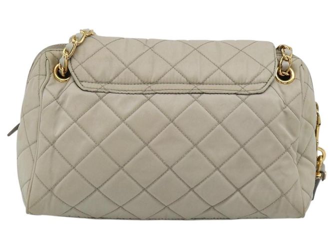 Borsa a Spalla con Catena PRADA Nylon Beige Oro Auth bs36530 D'oro - vista 2