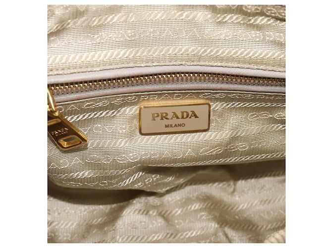Borsa a Spalla con Catena PRADA Nylon Beige Oro Auth bs36530 D'oro - vista 21