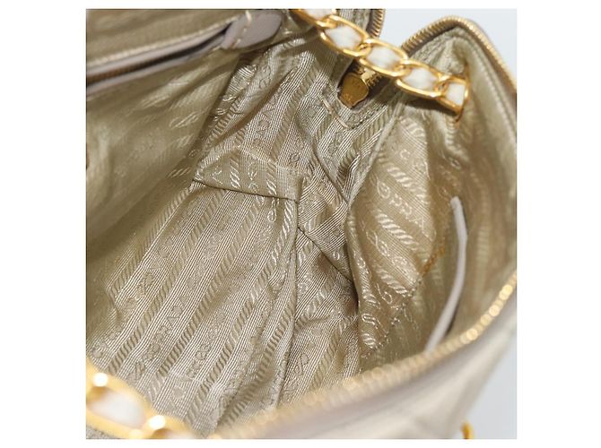 Borsa a Spalla con Catena PRADA Nylon Beige Oro Auth bs36530 D'oro - vista 22