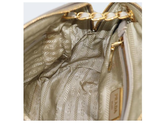 Borsa a Spalla con Catena PRADA Nylon Beige Oro Auth bs36530 D'oro - vista 23