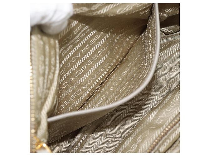 Borsa a Spalla con Catena PRADA Nylon Beige Oro Auth bs36530 D'oro - vista 26