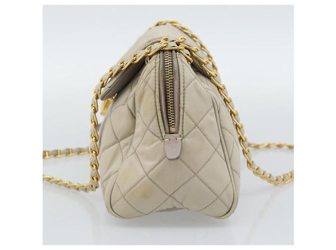 Borsa a Spalla con Catena PRADA Nylon Beige Oro Auth bs36530 D'oro - vista 4