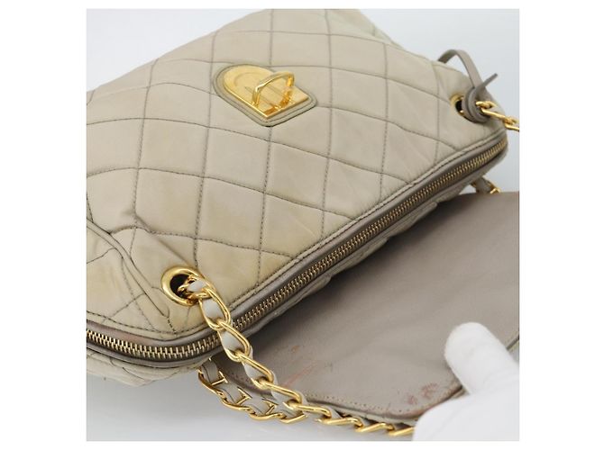 Borsa a Spalla con Catena PRADA Nylon Beige Oro Auth bs36530 D'oro - vista 6