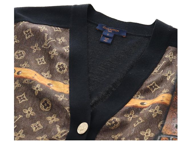 LOUIS VUITTON Cardigã Monogram Trunk Time em lã e seda LV Auth bs36696M Monograma - vista 5