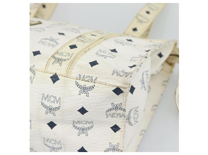 Bolsa Tote MCM Vicetos em PVC e couro branco com detalhes em tom dourado Auth gh2274 - vista 10