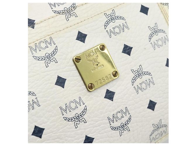 Bolsa Tote MCM Vicetos em PVC e couro branco com detalhes em tom dourado Auth gh2274 - vista 14