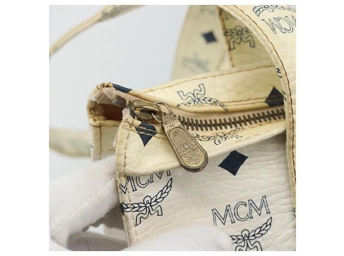 Bolsa Tote MCM Vicetos em PVC e couro branco com detalhes em tom dourado Auth gh2274 - vista 15