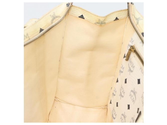 Bolsa Tote MCM Vicetos em PVC e couro branco com detalhes em tom dourado Auth gh2274 - vista 18