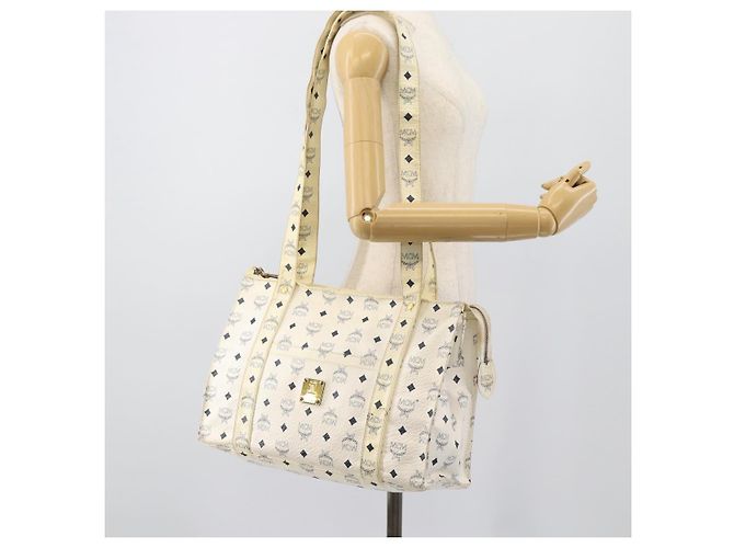 Bolsa Tote MCM Vicetos em PVC e couro branco com detalhes em tom dourado Auth gh2274 - vista 21