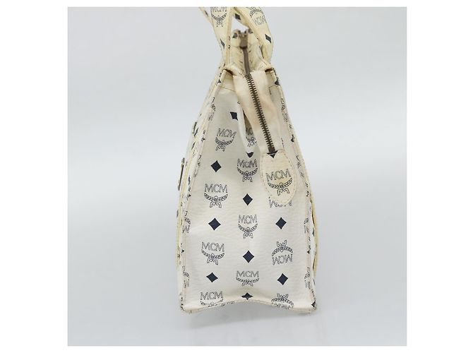 Bolsa Tote MCM Vicetos em PVC e couro branco com detalhes em tom dourado Auth gh2274 - vista 5