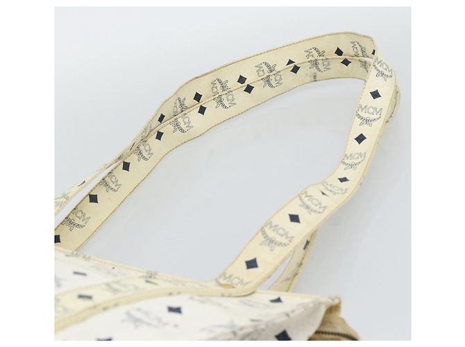 Bolsa Tote MCM Vicetos em PVC e couro branco com detalhes em tom dourado Auth gh2274 - vista 8