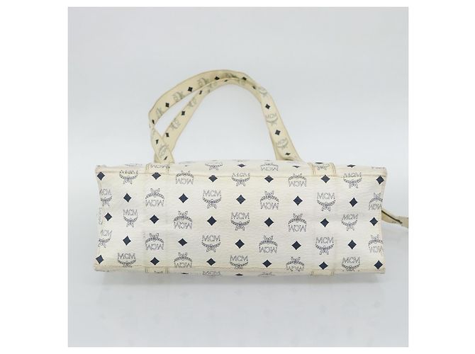 Bolsa Tote MCM Vicetos em PVC e couro branco com detalhes em tom dourado Auth gh2274 - vista 9