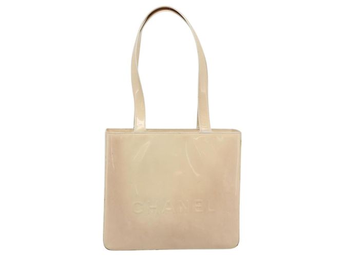 CHANEL Tote Bag Lackleder Elfenbein Gold CC Auth bs36616 Golden Roh - Ansicht 13