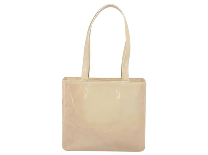 CHANEL Tote Bag Lackleder Elfenbein Gold CC Auth bs36616 Golden Roh - Ansicht 2