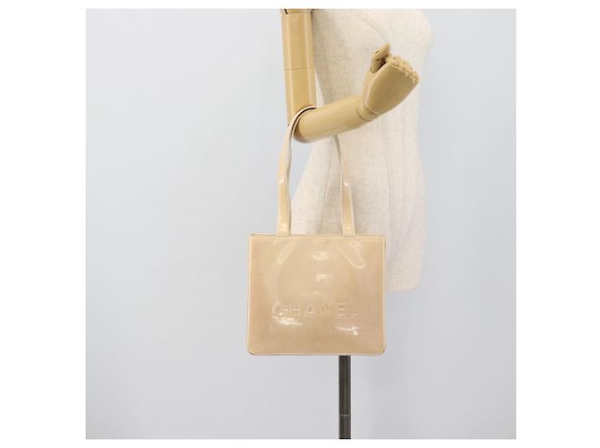 CHANEL Tote Bag Lackleder Elfenbein Gold CC Auth bs36616 Golden Roh - vista 22