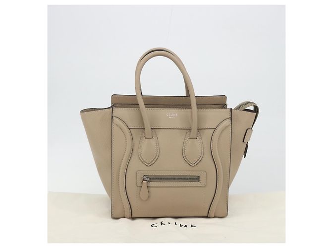 Céline CELINE Luggage Micro shopper Handtasche Leder Beige Auth 194755SAM - Ansicht 12
