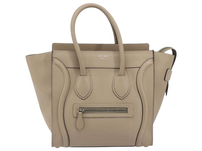 Céline CELINE Luggage Micro shopper Handtasche Leder Beige Auth 194755SAM - Ansicht 13