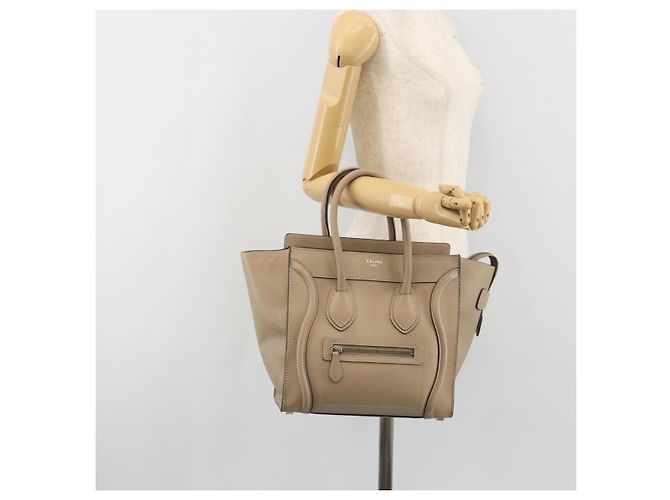 Céline CELINE Luggage Micro shopper Handtasche Leder Beige Auth 194755SAM - Ansicht 26