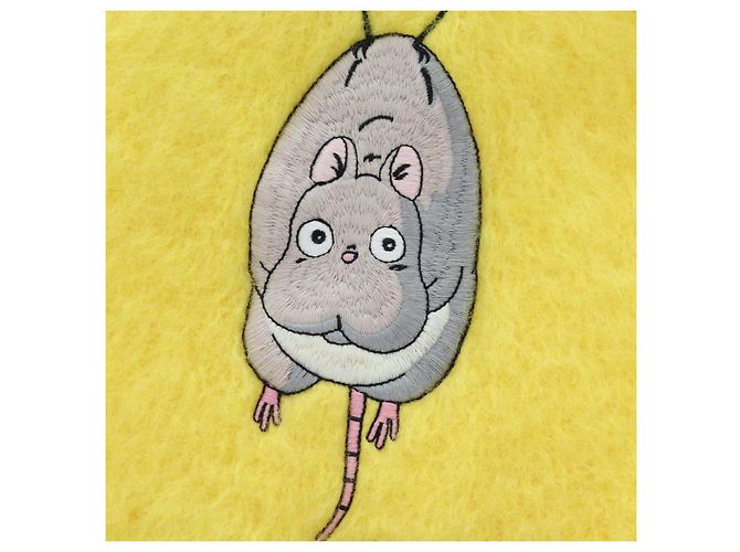 LOEWE x Studio Ghibli Spirited Away Boh Mouse Fly Bird Scarf Auth 167476SM Giallo - vista 6