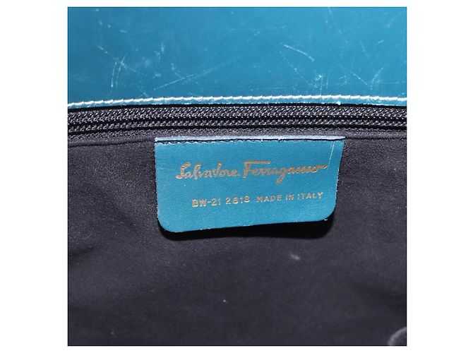 Borsa Salvatore Ferragamo Gancini in pelle blu e oro Auth bs36361 D'oro - vista 16