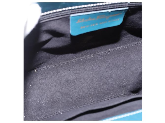 Borsa Salvatore Ferragamo Gancini in pelle blu e oro Auth bs36361 D'oro - vista 17