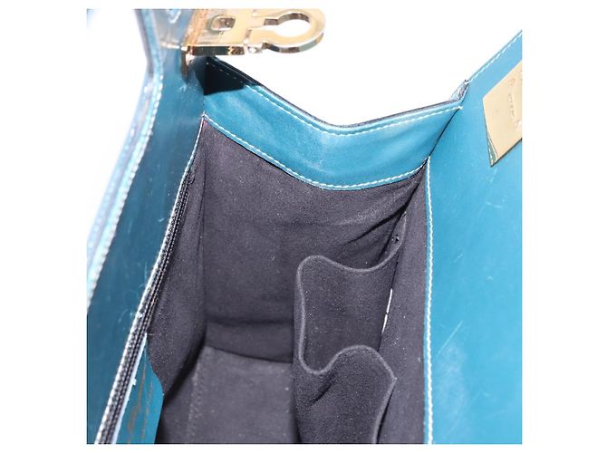 Borsa Salvatore Ferragamo Gancini in pelle blu e oro Auth bs36361 D'oro - vista 18