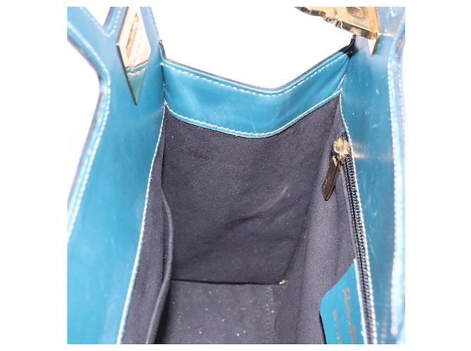 Borsa Salvatore Ferragamo Gancini in pelle blu e oro Auth bs36361 D'oro - vista 19