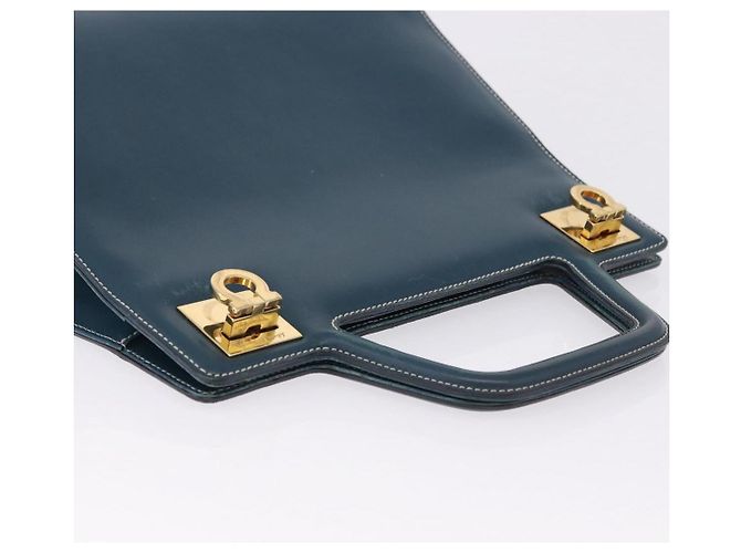 Borsa Salvatore Ferragamo Gancini in pelle blu e oro Auth bs36361 D'oro - vista 6