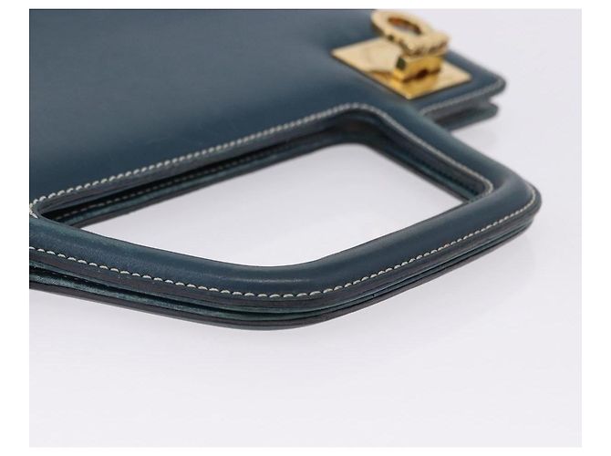 Borsa Salvatore Ferragamo Gancini in pelle blu e oro Auth bs36361 D'oro - vista 7